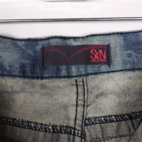 Syn Jeans Baggy Distressed Men's Size 38 x 31 Hip Hop Grunge Skater Zip Pocket - Picture 4 of 8